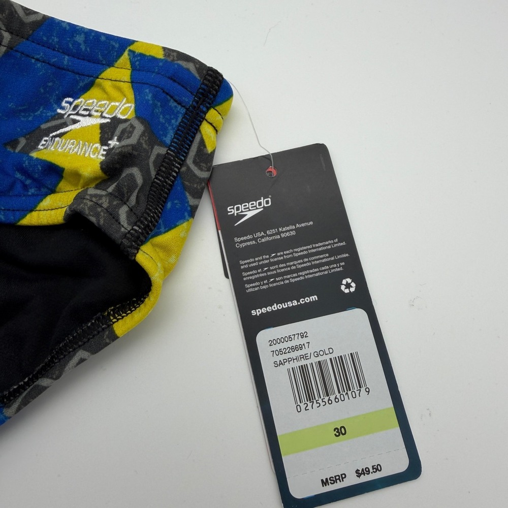 Speedo Ruse Blocks Briefs Mens 30 Endurance+ Competitive Swim Sapphire Gold 917 - Picture 7 of 11